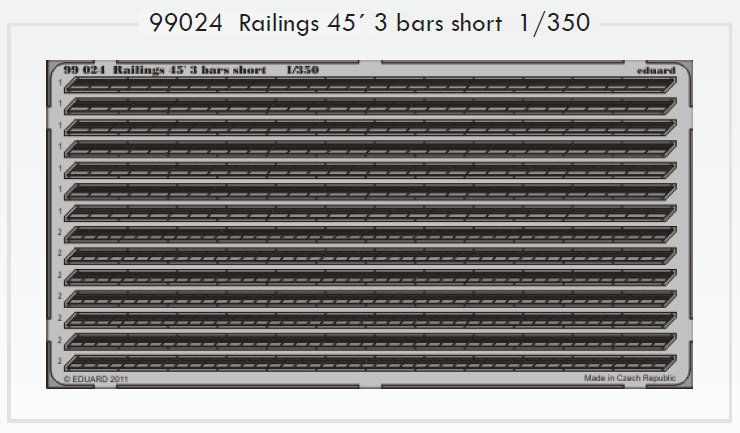 1/350 SET Railings 45' 3 bars short