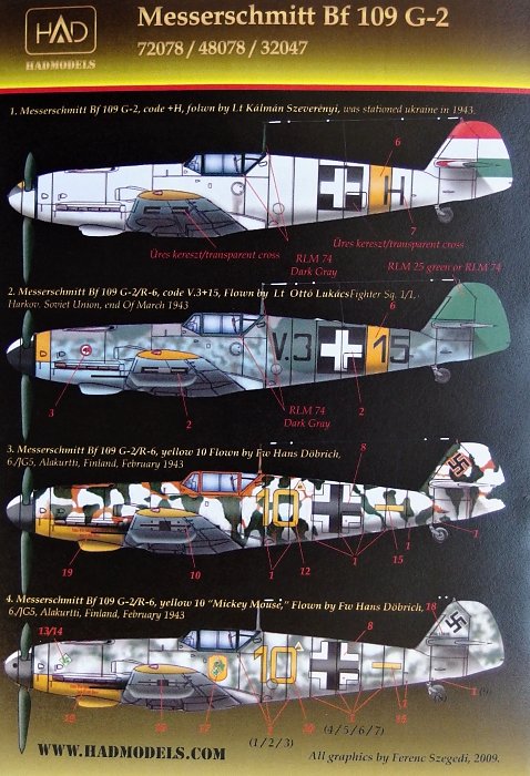 1/32 Decal Bf-109 G-2 (5x camo)