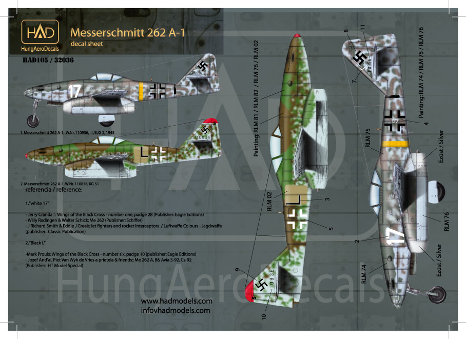 1/48 Decal Me 262 A-1 (Luftw.black L, white 17)