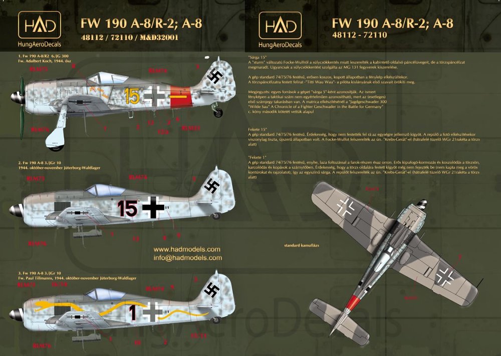 1/48 Decal  Fw-190 A-8 / R2 (Luftwaffe)