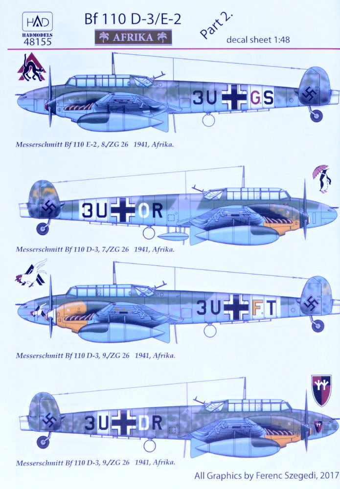 1/48 Decal Bf 110 D-3/E-2 'AFRIKA'  Part 2