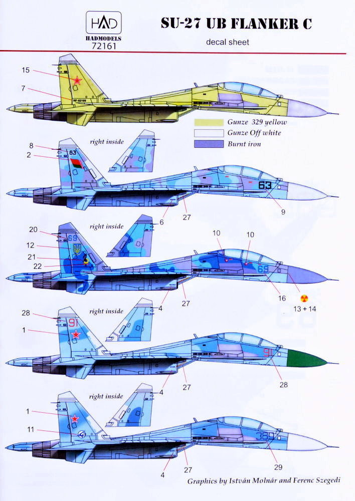 1/72 Decal Su-27 UB Flanker C (5x camo)