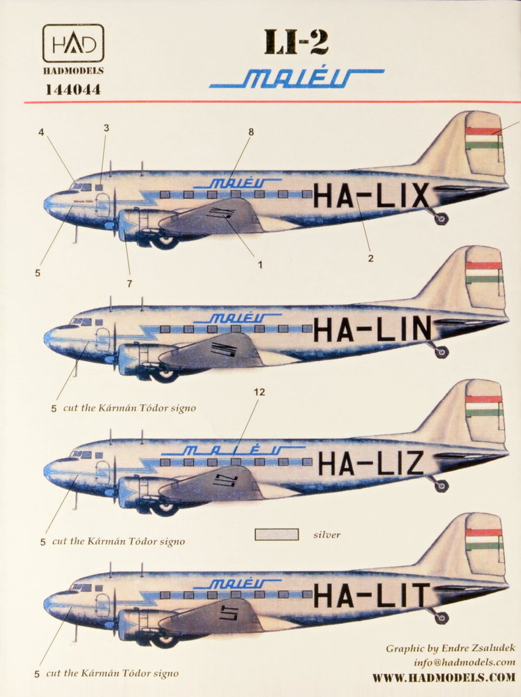 1/144 Decal Li-2 MALÉV (for EAST.EXPRESS kit)