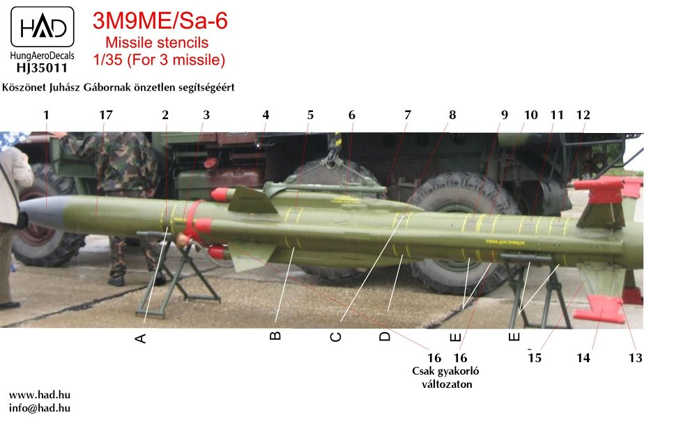 1/35 Decal 3M9ME/Sa-6 Missiles stencils