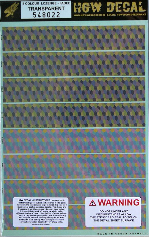 1/48 Decals 5-colour LOZENGE - Faded (transparent)