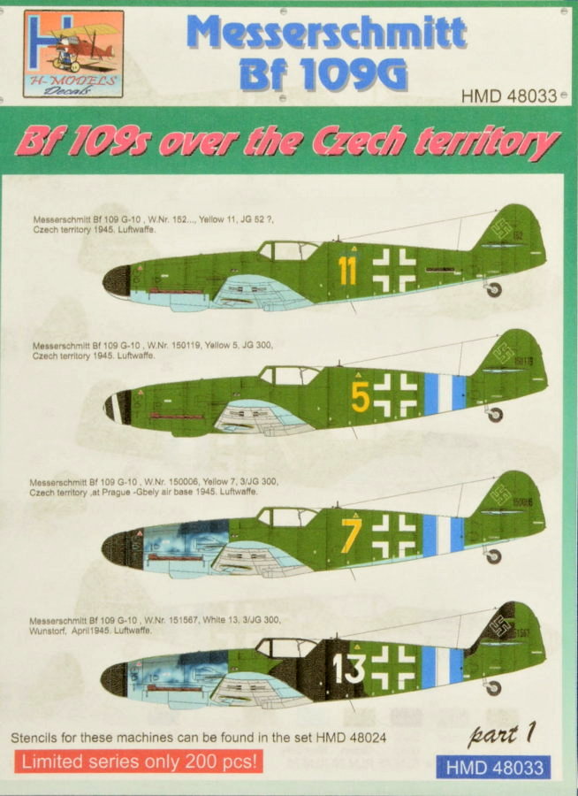 1/48 Decals Bf 109G over the Czech territory Pt.1