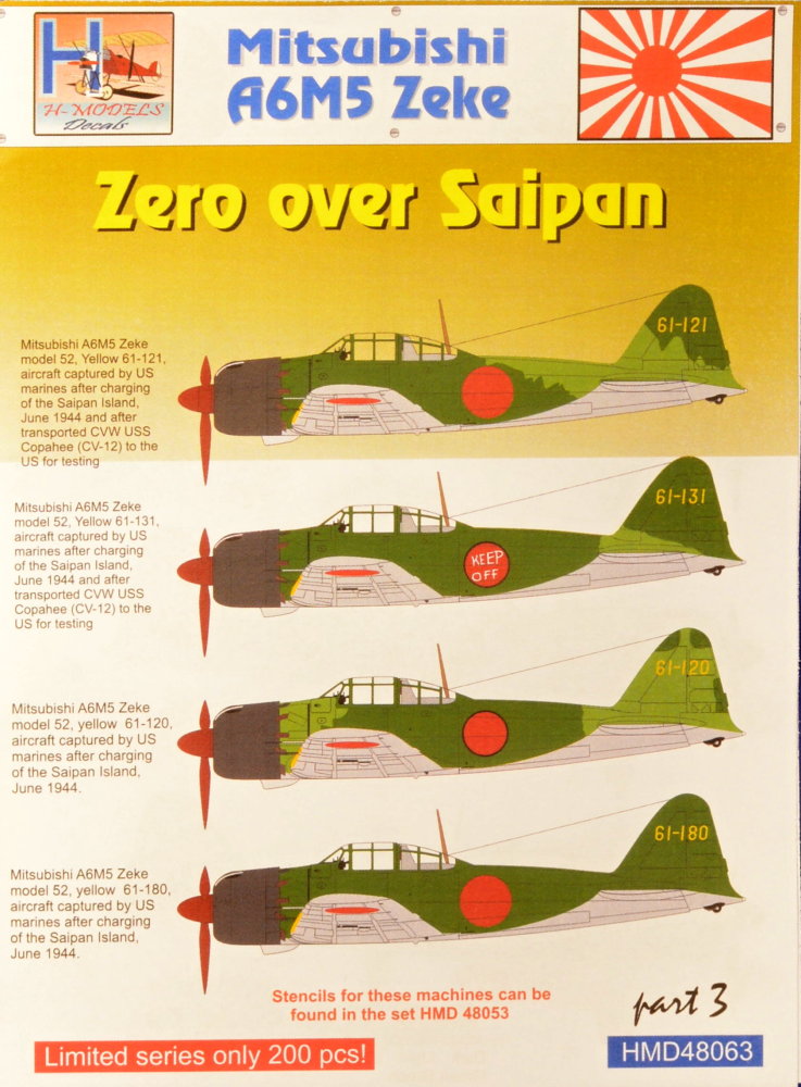 1/48 Decals Mitsubishi A6M5 Zeke over Saipan Pt.2