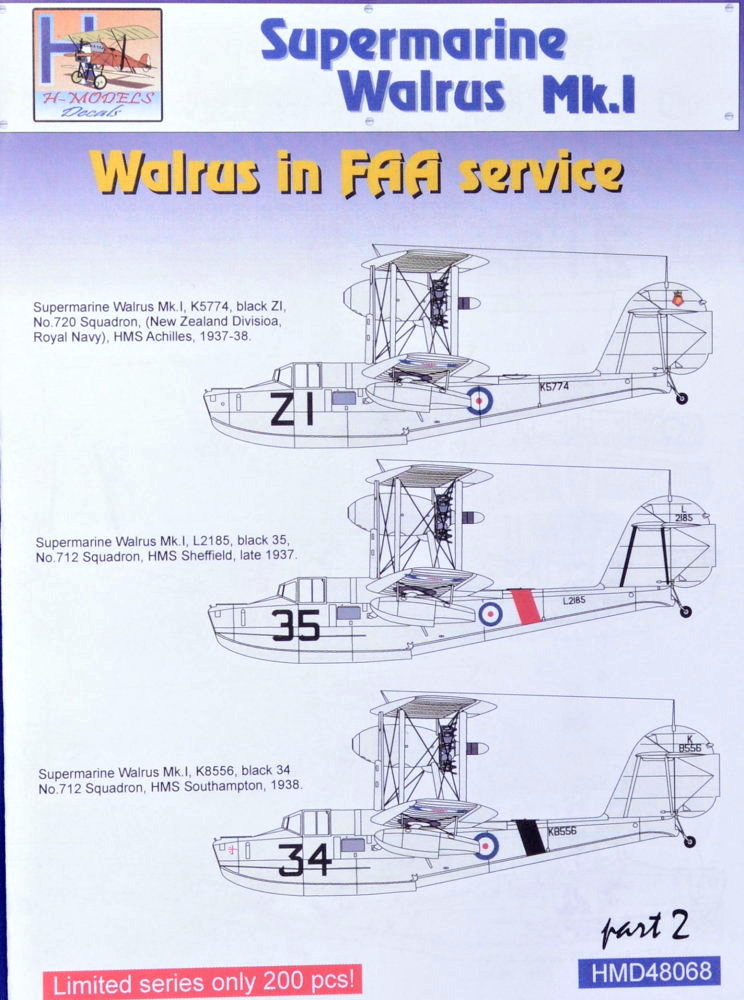 1/48 Decals Superm. Walrus Mk.I FAA Service Pt.2