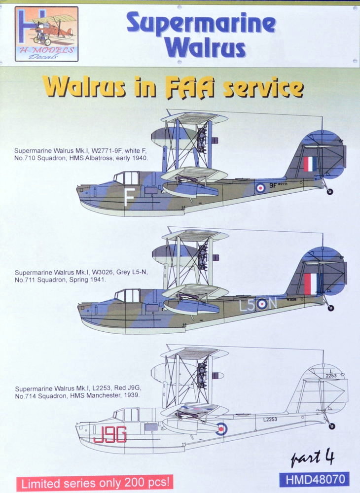 1/48 Decals Superm. Walrus Mk.I FAA Service Pt.4
