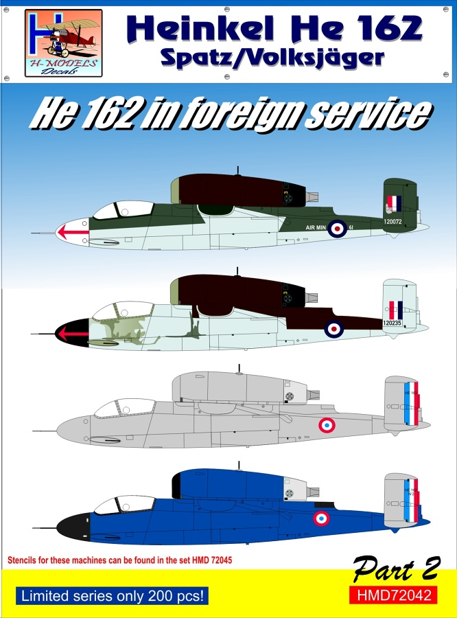 1/72 Decals Heinkel He 162 Foreign Service Part 2
