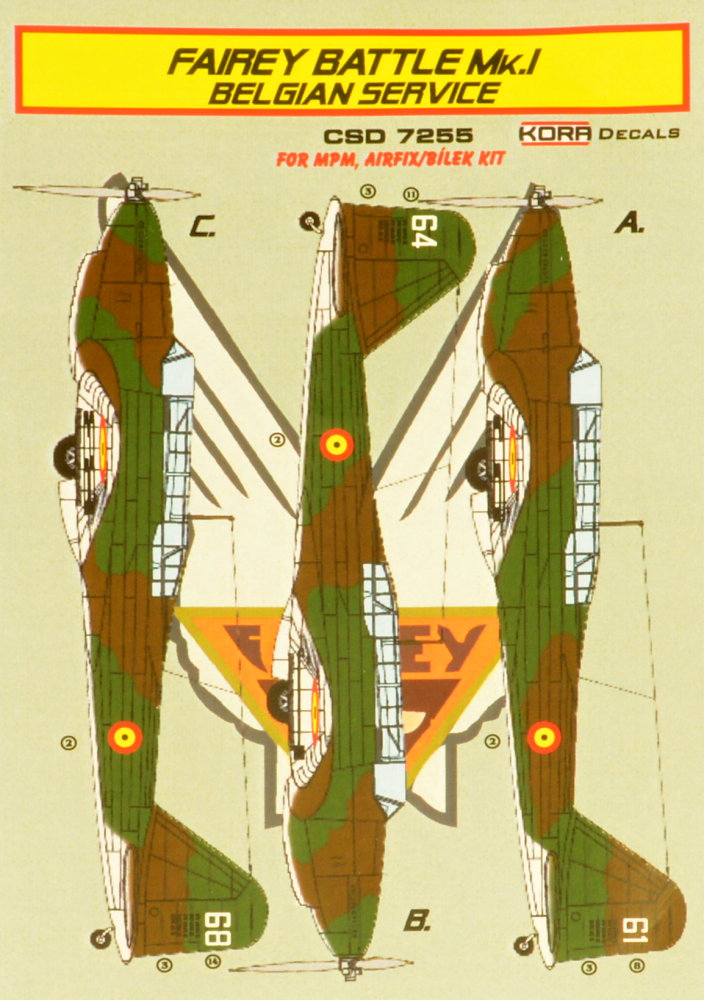 1/72 Fairey Battle Mk.I Belgium Conv.set & decal