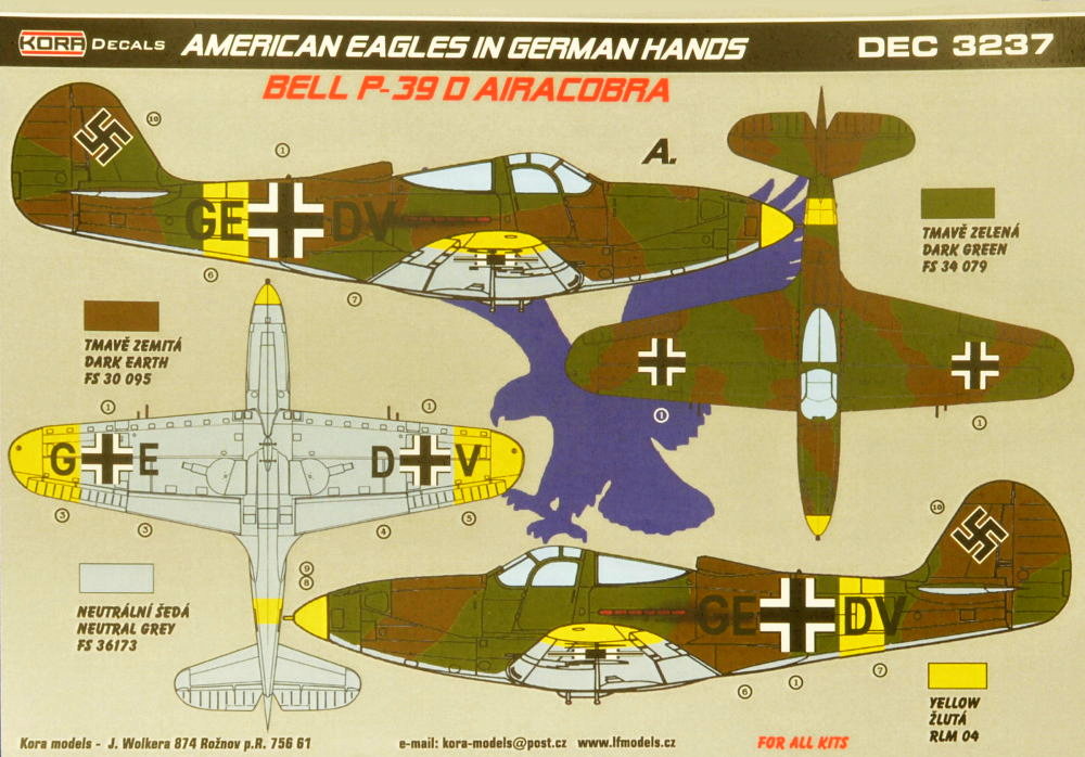 1/32 Decals Bell P-39D Airacobra in German hands