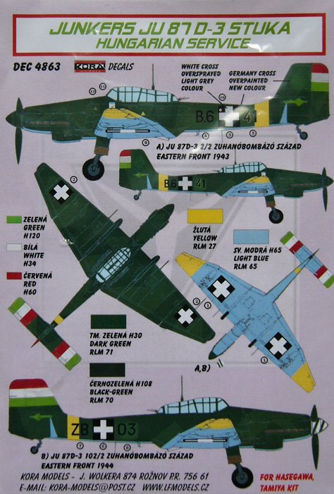 1/48 Decals Ju 87 D-3 Stuka (Hungarian Service)