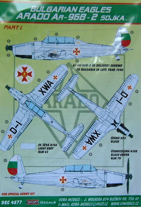 1/48 Decals Ar-96B-2 Sojka (Bulgarian Eagles)