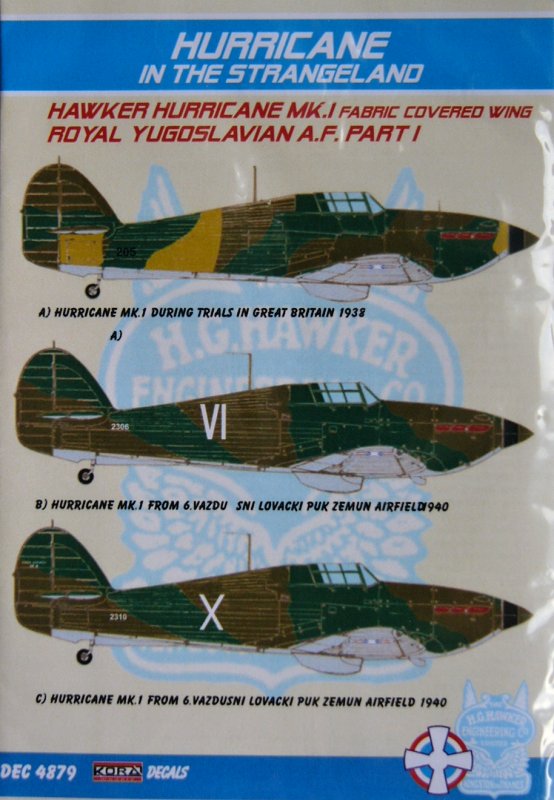 1/48 Decals Hurricane Mk.I (Yugoslavian AF,Pt.I.)