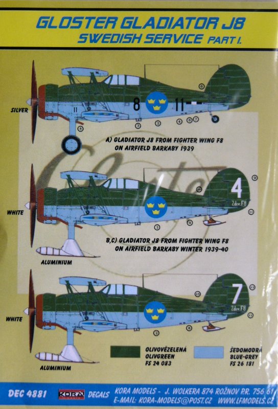 1/48 Decals Gl.Gladiator J8 (Swedish) Part I.