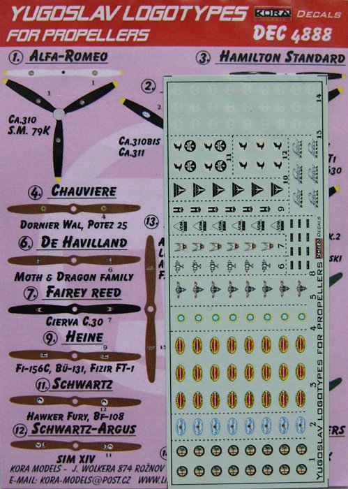 1/48 Decals Yugoslavian logotypes for propeller