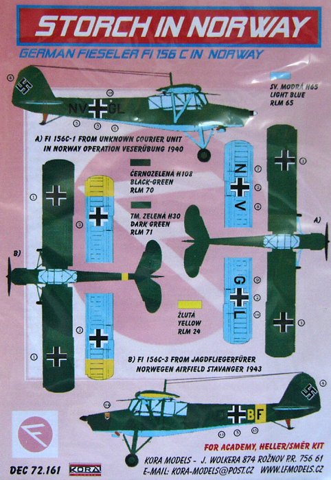 1/72 Decals Fiesler Fi-156C in Norway