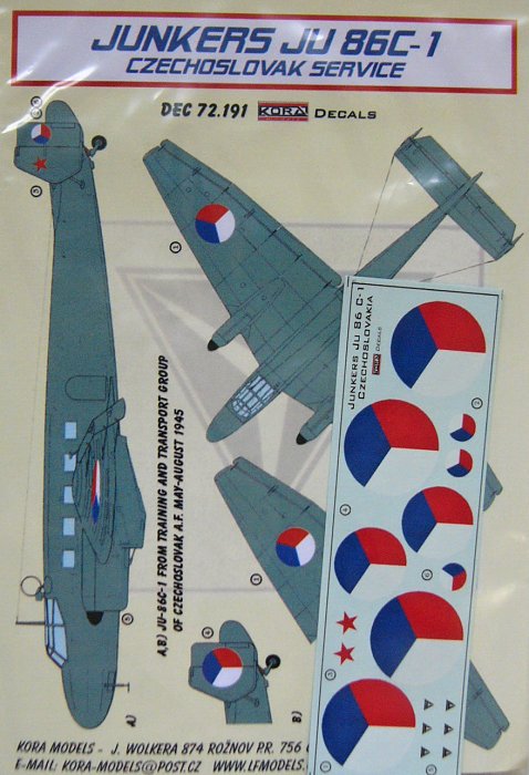 1/72 Decals Ju-86C-1 Czechoslovak service (ITAL)