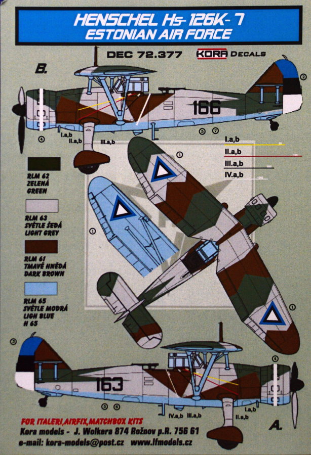 1/72 Decals Hs-126K-7 Estonian Air Force