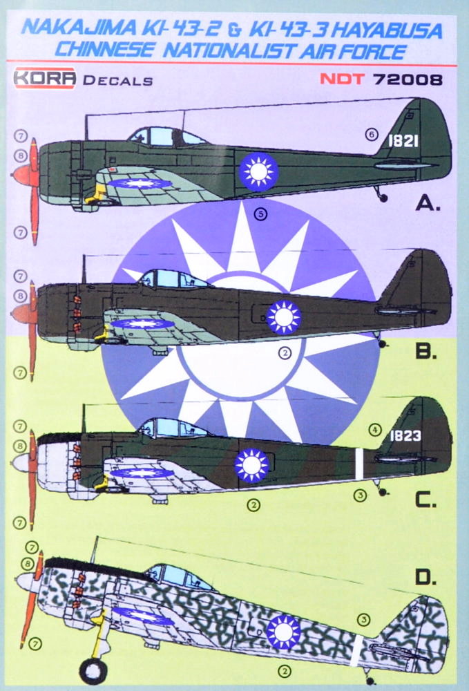 1/72 Decals Nakajima Ki-43-2/3 Chinese Nation. AF