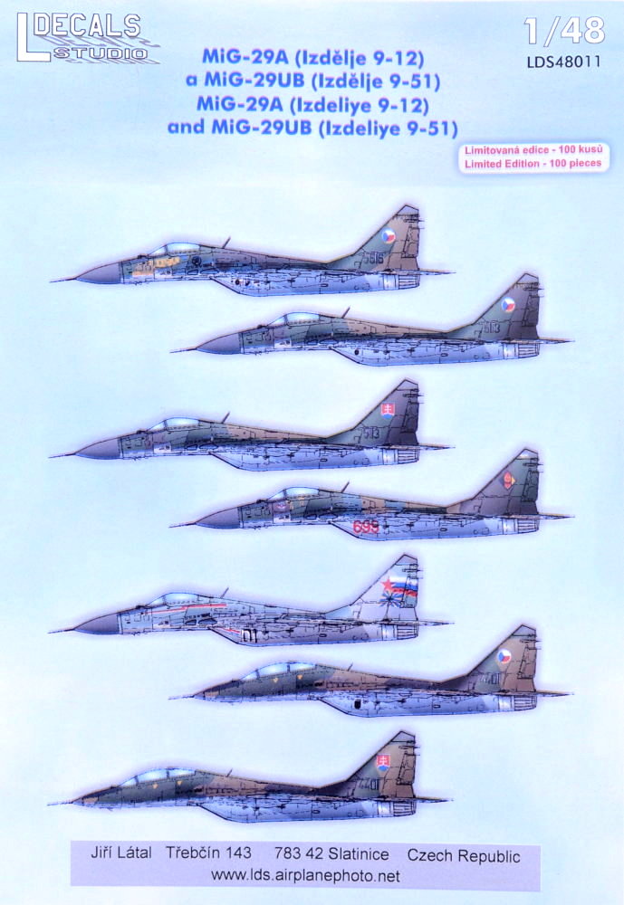 1/48 Decals MiG-29A and MiG-29UB (8x camo)