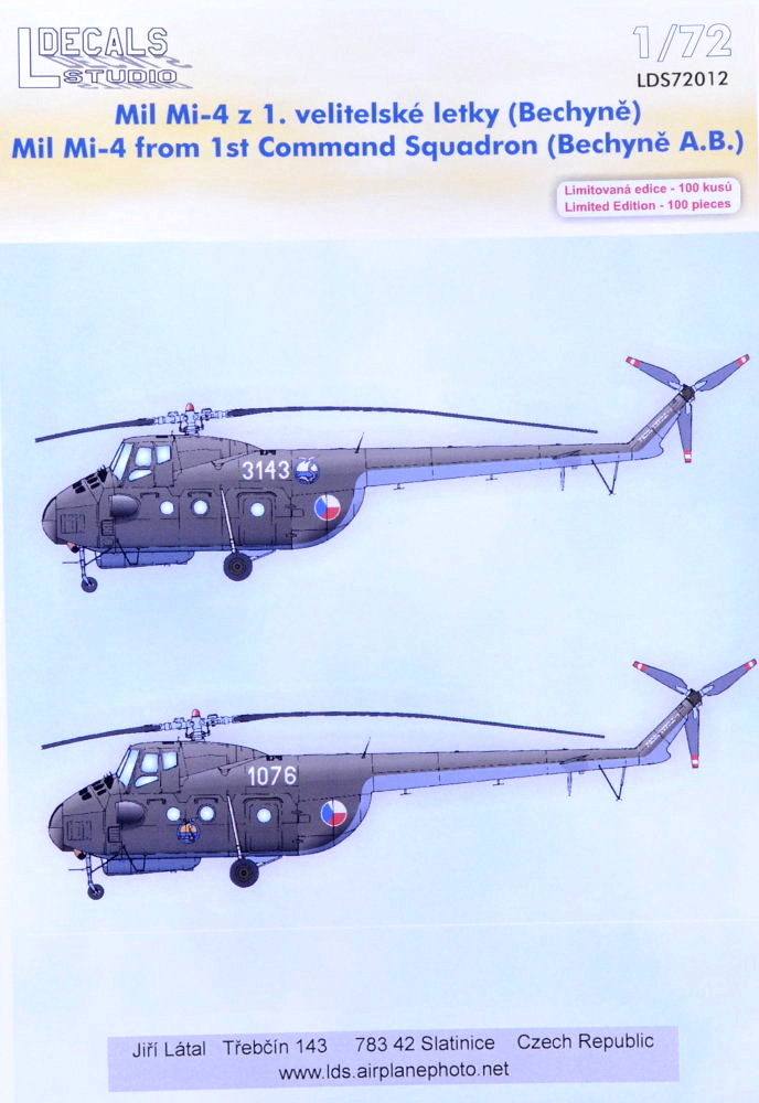 1/72 Decals Mil Mi-4 '1st Command Squadron' (CZ)