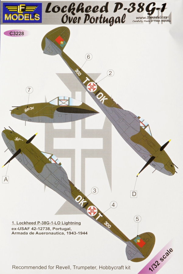1/32 Decals Lockheed P-38G-1 over Portugal (REV)