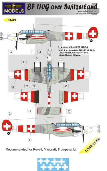 1/144 Decals Bf 110G over Switzerland