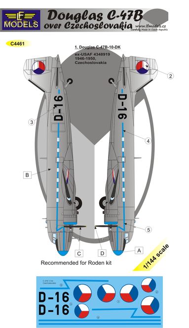 1/144 Decals Douglas C-47B over Czechoslovakia