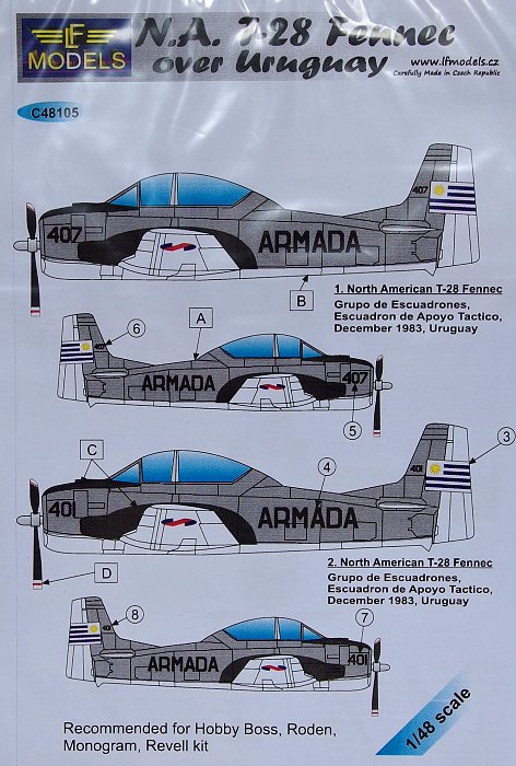 1/48 Decals N.A. T-28 Fennec over Uruguay (RDN)