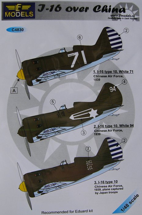 1/48 Decals Polikarpov I-16 over China (EDU)