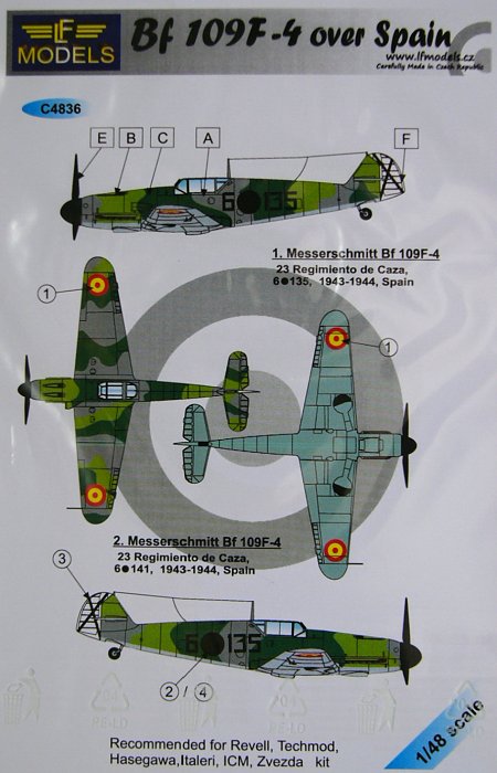 1/48 Decals Bf 109F-4 over Spain (REV/HAS/ITAL)