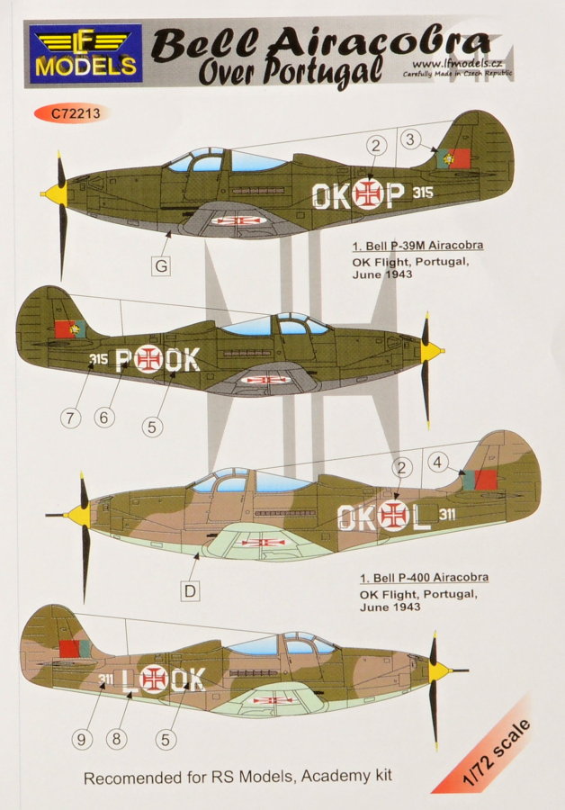 1/72 Decals Bell Airacobra over Portugal (RS/ACAD)