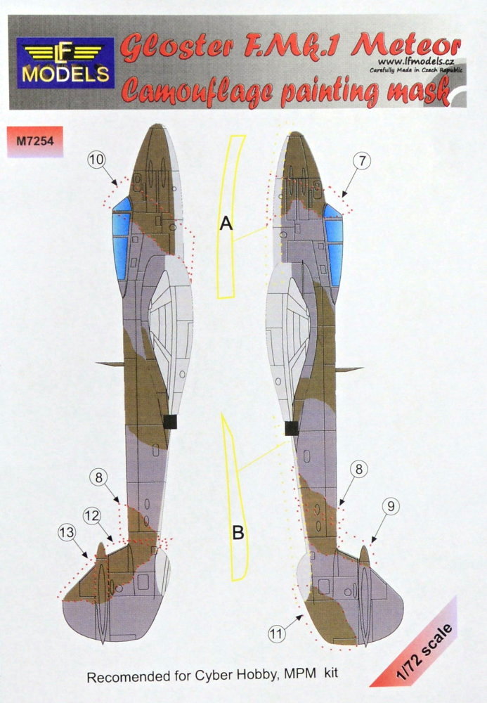 1/72 Mask Gloster F.Mk.1 Meteor Camoufl.painting