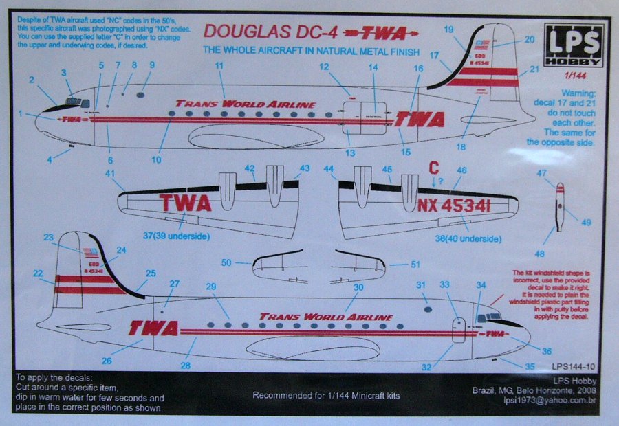 1/144 DC-4 Trans World Airline NX45341 (MINICRAFT)
