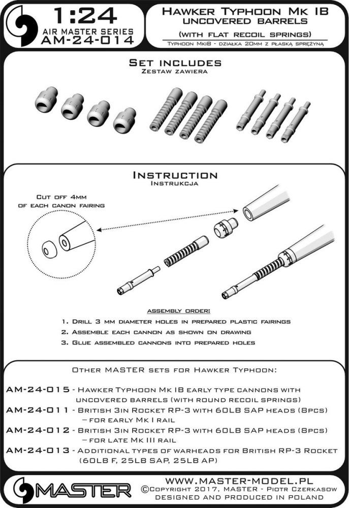 1/24 H.Typhoon Mk.IB early cannons (flat springs)