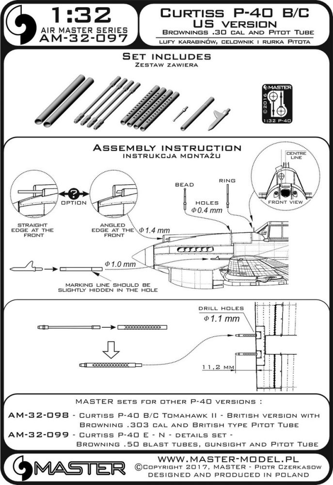 1/32 Curtiss P-40 B/C US version Browning 0.30 cal