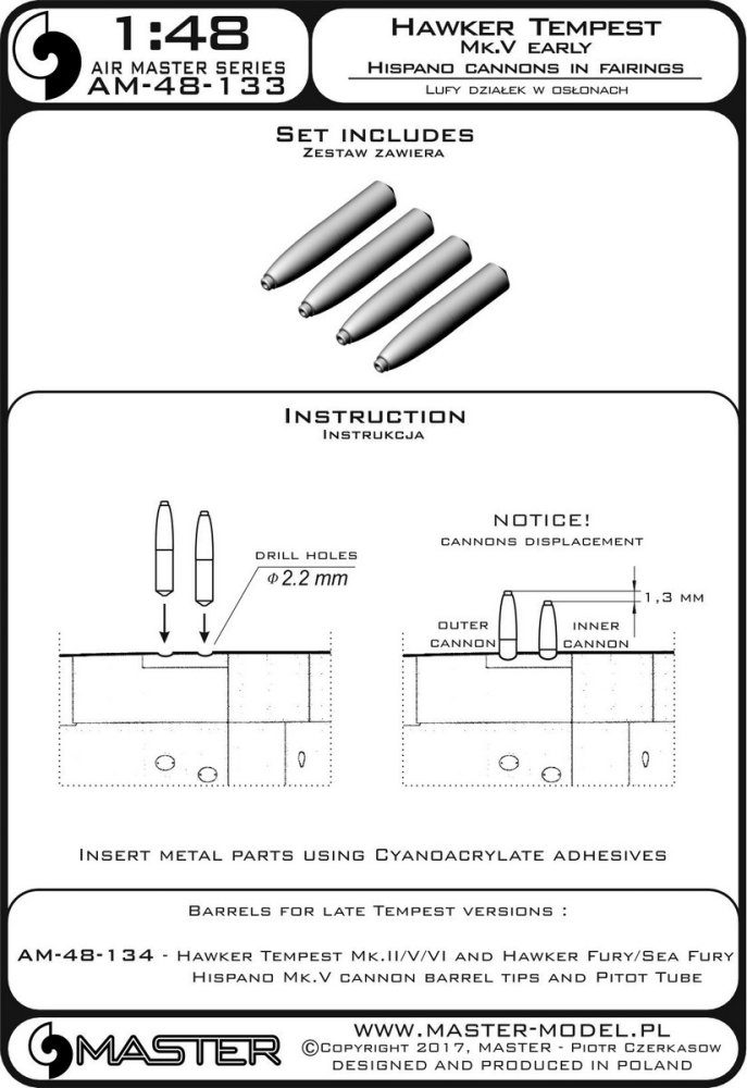 1/48 H.Tempest Mk.V early Hispano 20mm can.barrels