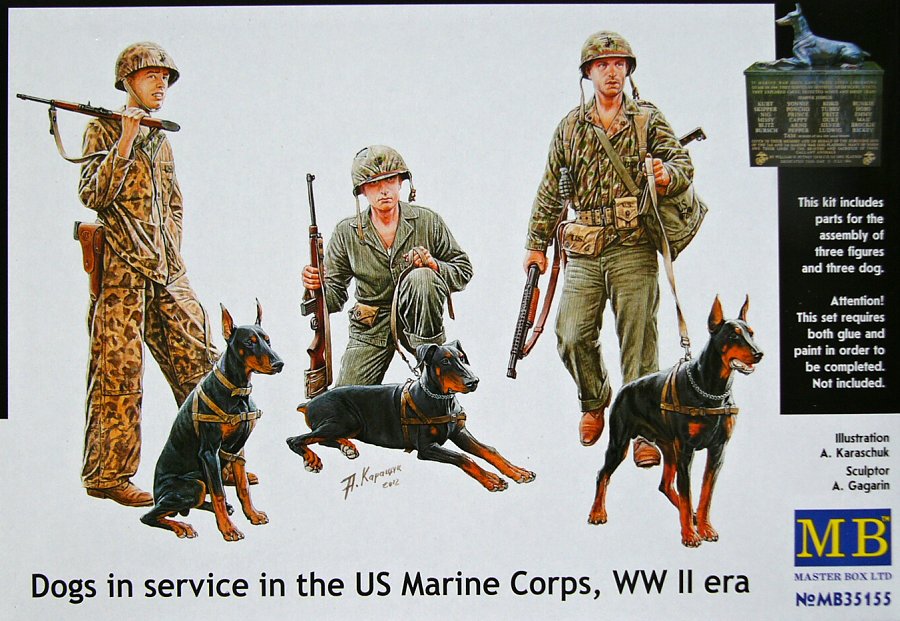 1/35 Dogs in service US Marine Corps WWII (6 fig.)
