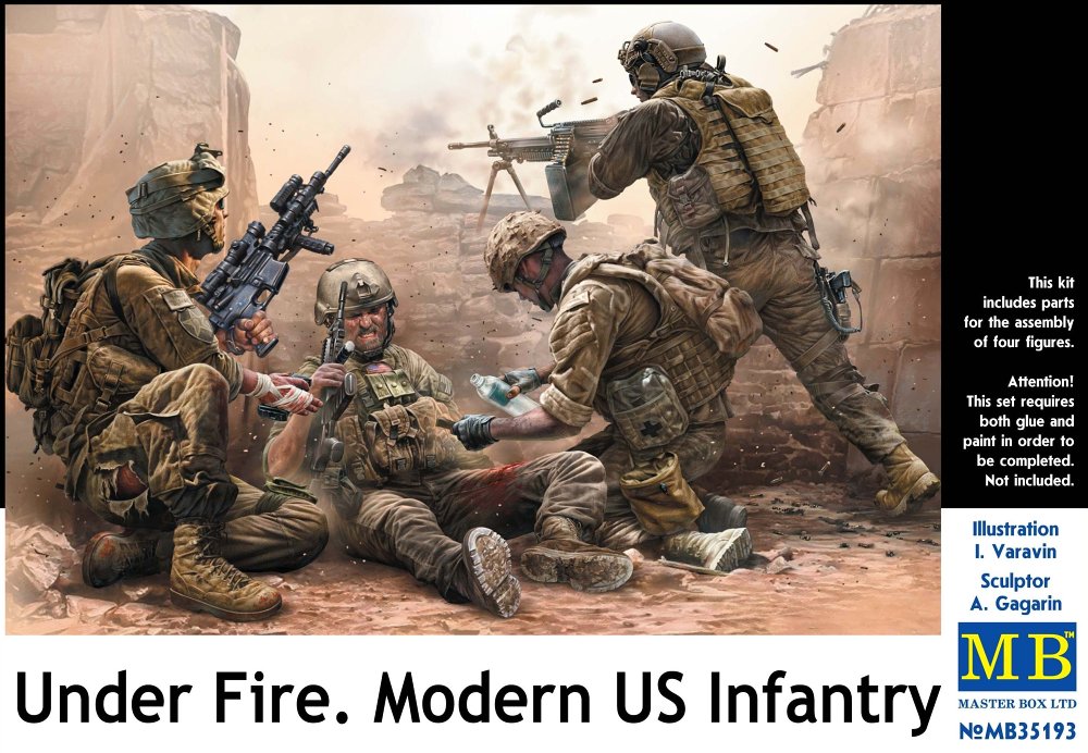1/35 'Under Fire', Modern US Infantry (4 fig.)