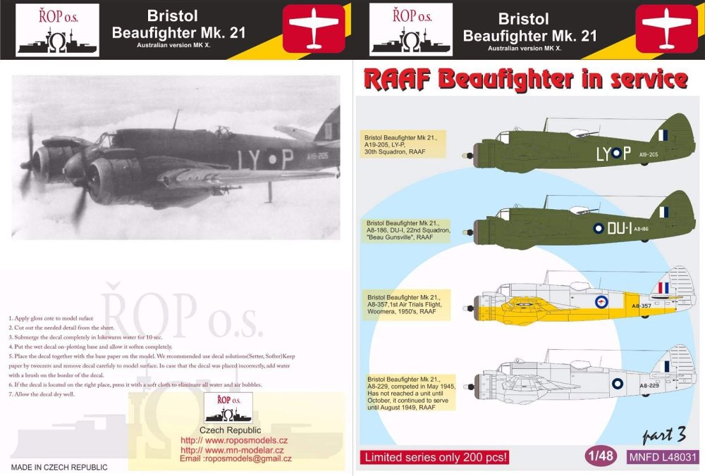 1/48 Decals Br.Beaufighter Mk. 21 RAAF part 3
