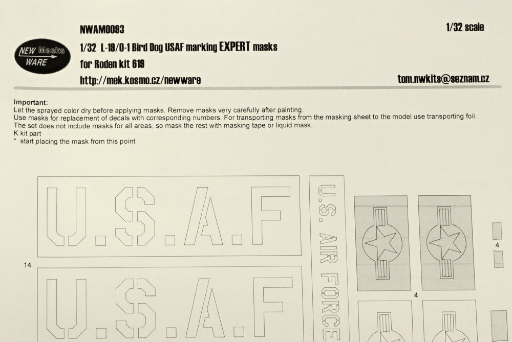 1/32 Mask L-19/O-1 Bird Dog USAF markings EXPERT