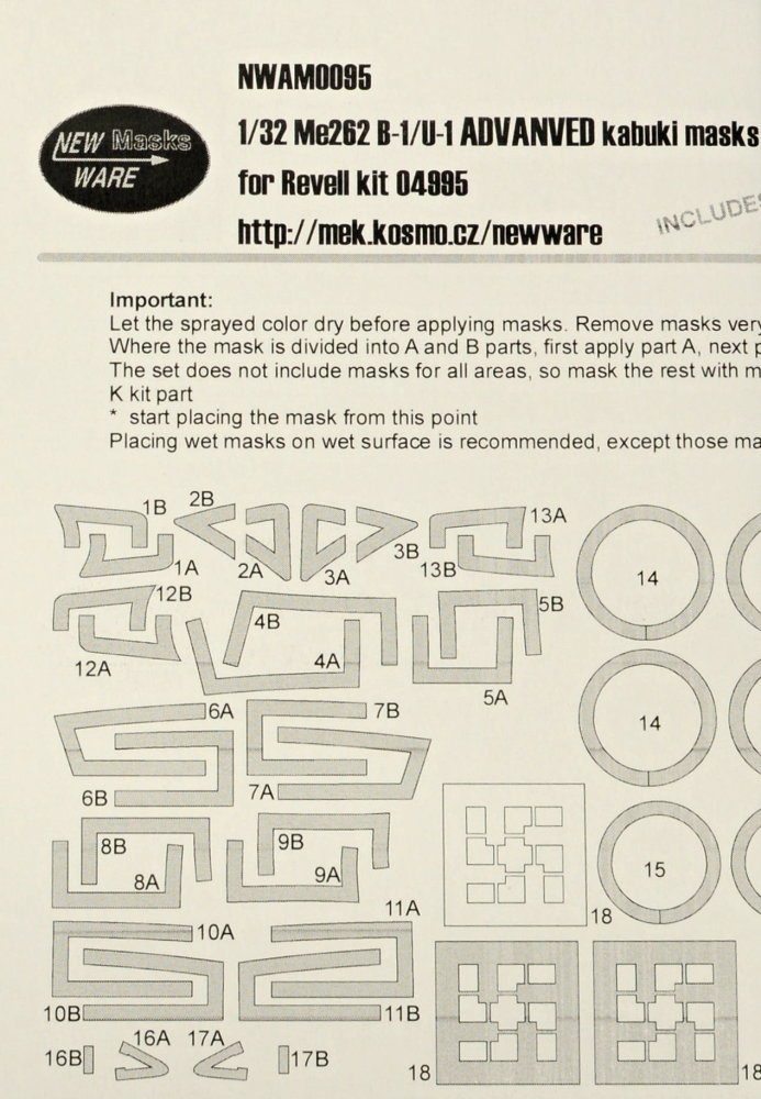 1/32 Mask Me262 B-1/U-1 ADVANCED (REV 04995)