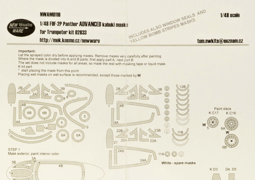 1/48 Mask F9F-2P Panther ADVANCED (TRUMP 02833)