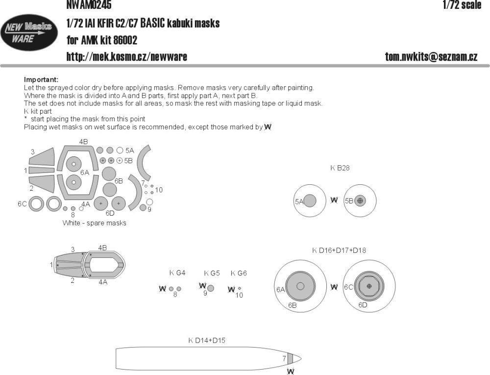 1/72 Mask IAI KFIR C2/C7 BASIC (AMK 86002)