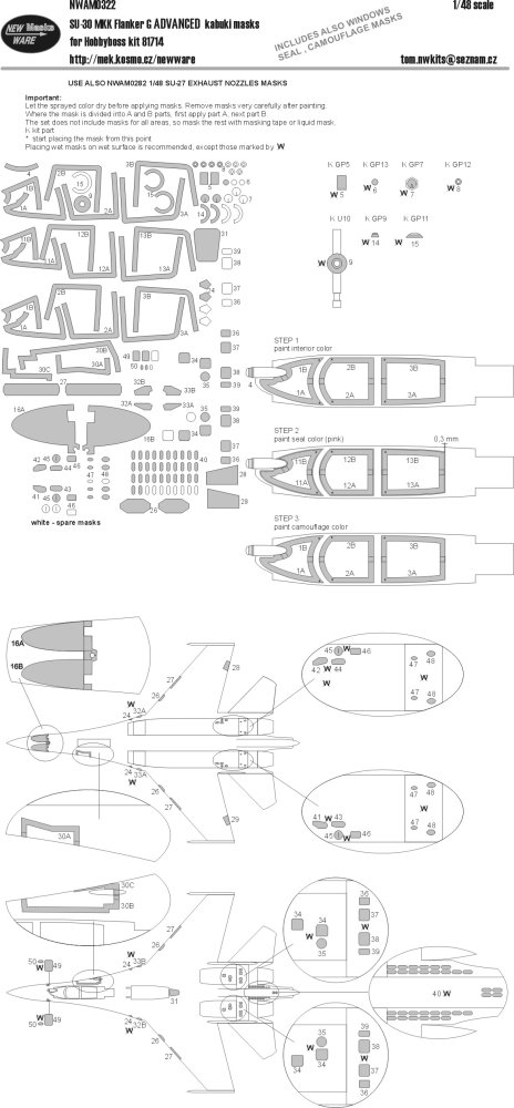 1/48 Mask Su-30 MKK Flanker G ADVANCED (HOBBYB)