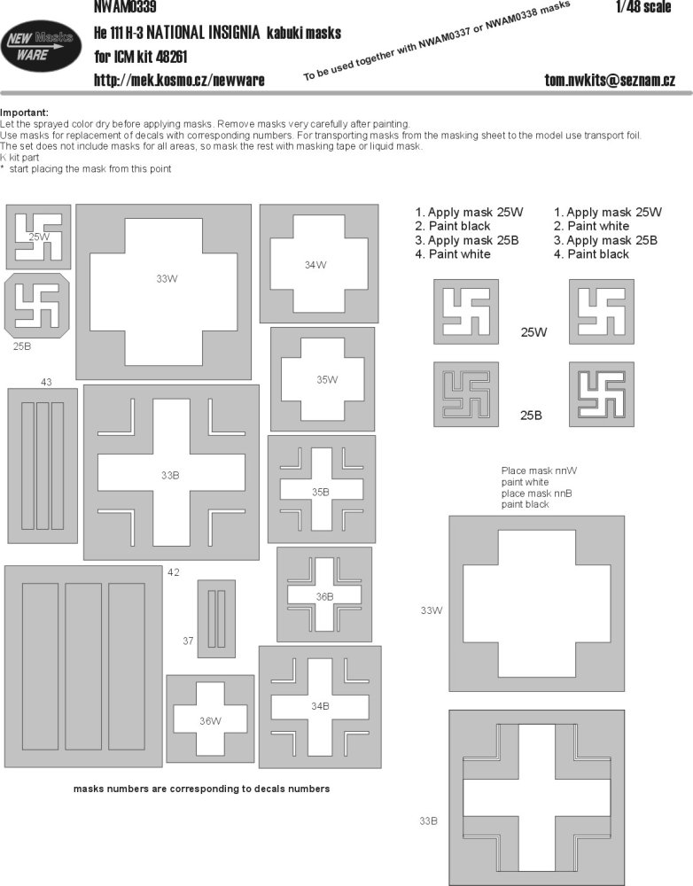 1/48 Mask He 111 H-3 NATIONAL INSIGNIA (ICM 48261)