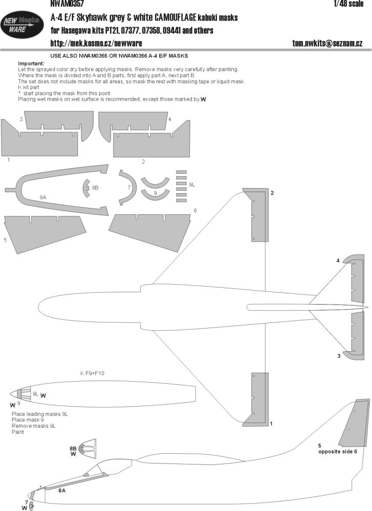 1/48 Mask A-4 E/F/K Skyhawk grey&white CAMOUFLAGE
