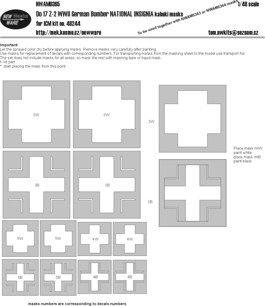 1/48 Mask Do17 Z-2 NATIONAL INSIGNIA (ICM 48244)